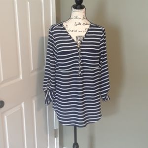 Blue w white strip blouse